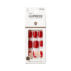 Uñas imPRESS Adore You cortas y cuadradas en rojo para uso diario