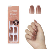 Uñas imPRESS desnudo Chispa en forma ataúd, 30 piezas para manicura rápida