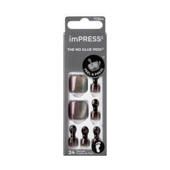 imPRESS Pedicura Ride With Me marrón en dedos de los pies, duración hasta 7 días.