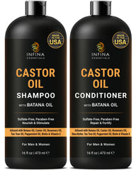 Champú INFINA ESSENTIALS con aceite de ricino y Batana, botella de 473 ml, para cabello nutrido