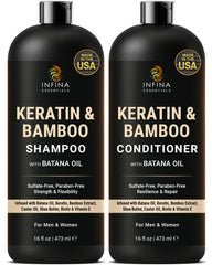 INFINA ESSENTIALS Champú de Keratina, botella, limpieza suave y cabello suave