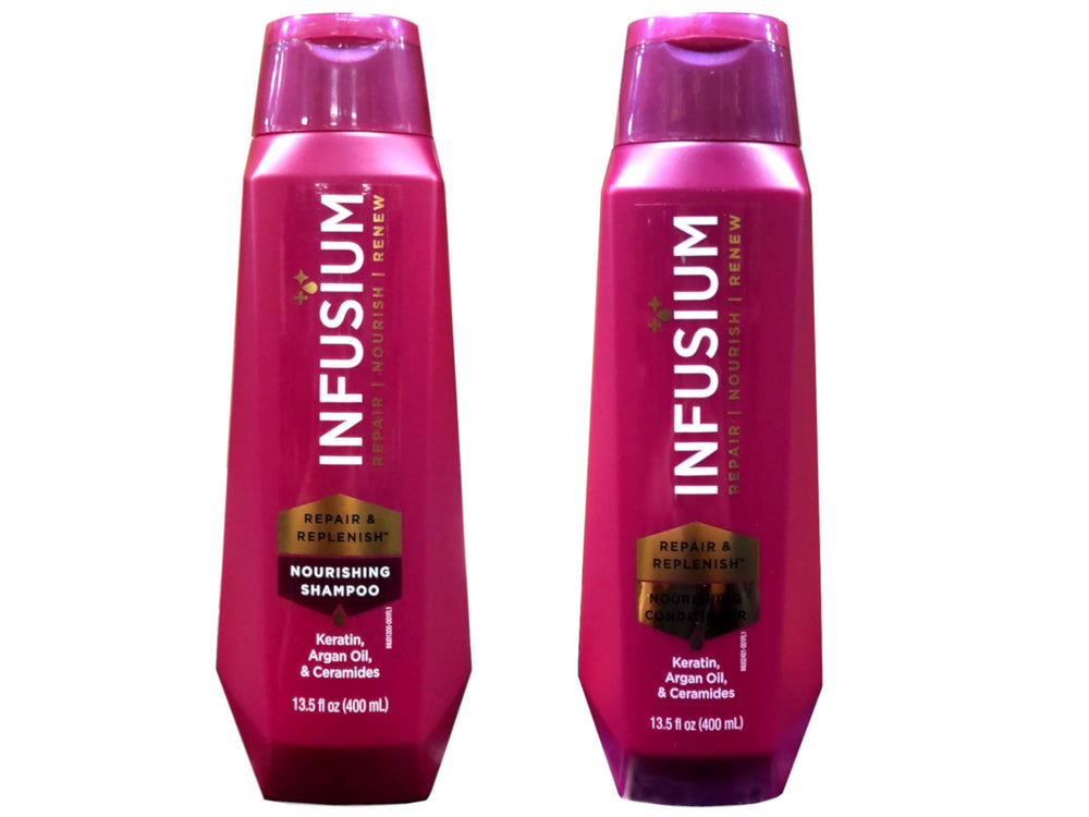 Champú Infusium hidratante en botella, deja el cabello limpio y suave.