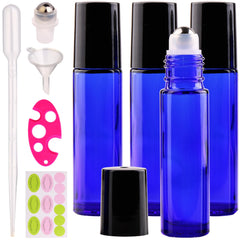 Botellas rodillo inice 10ml azul cobalto protegen aceites esenciales de la luz UV.