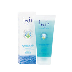 Inis Energía del Mar gel ducha en botella, hidratación suave para piel sensible.