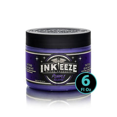 INK-EEZE ungüento morado para tatuajes, botella 6oz, protege la piel durante el proceso.
