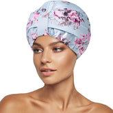 Gorro de ducha INNELO azul con flor, impermeable y ligero para cabello húmedo.