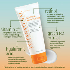 InstaNatural Vitamin C and Hyaluronic Acid boost graphic signals antioxidant protection and moisture.