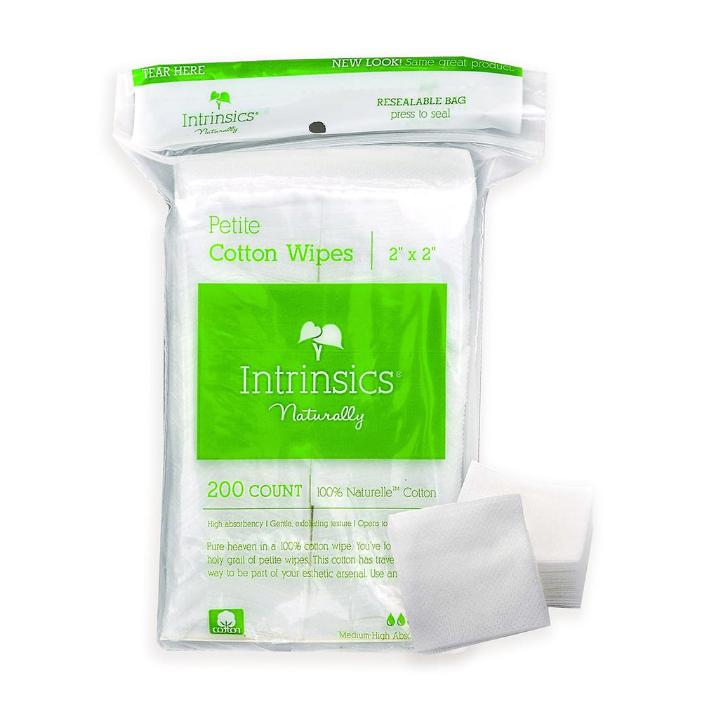 Intrinsics cuádrados de algodón Petite, paquete compacto para limpieza facial suave
