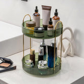 INVSSENE organizador-maquillaje-360-grados-dos-niveles facilita acceso rápido a cosméticos.