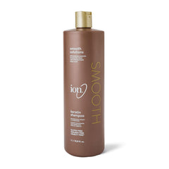 Ion Keratin Smoothing Champú 1LT: envase grande para lavado suave sin sulfatos.