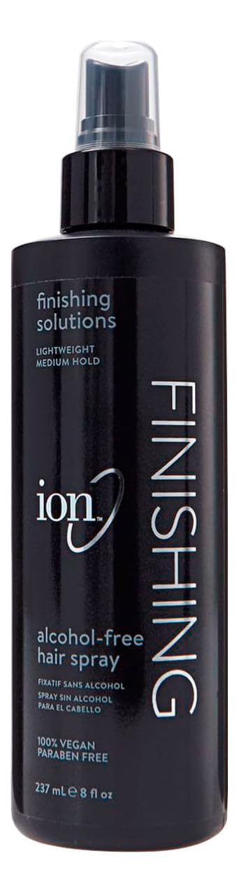 ion spray fijador sin alcohol para cabello, controla frizz y aporta brillo.