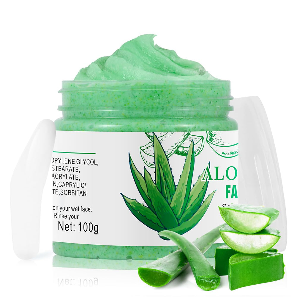 IREV Aloe Vera exfoliante facial en botella para limpieza suave y refrescante