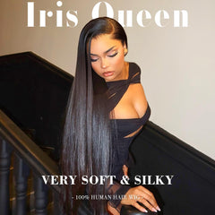 Frontal de encaje Iris Queen HD 13x4, encaje transparente para línea de cabello real
