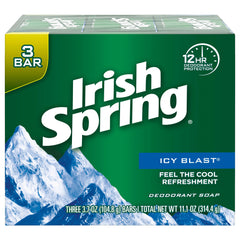 Barra de baño Irish Spring Icy Blast, aroma vigorizante para una ducha fresca.