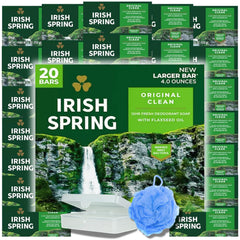 Jabón Irish Spring Original en empaque de 20 barras para frescura diaria.