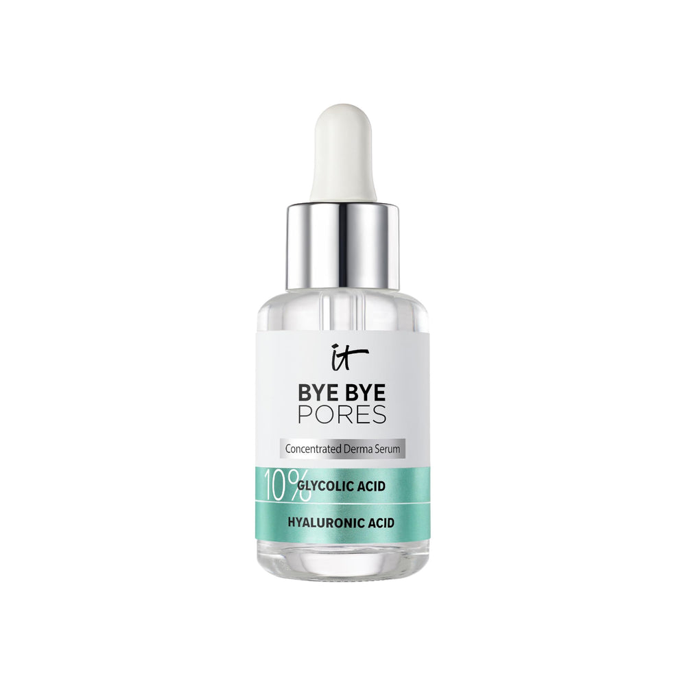 IT Cosmetics Bye Bye Pores Serum frasco, textura suave para exfoliar y refinar poros.