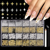 ITPOYOL estrellas 3D para uñas en oro y plata para acentos brillantes.