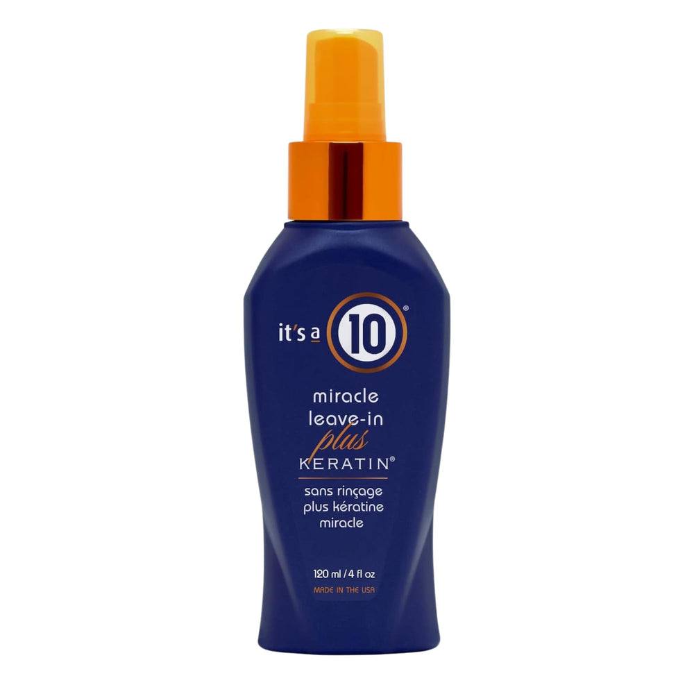 It's a 10 Haircare Miracle Leave-In Keratin, botella con pulverizador para peinado suave.