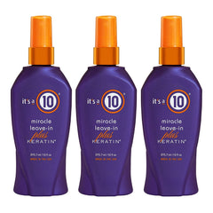 Botella de It's a 10 Haircare Miracle Leave-In con Keratina, lista para desenredar.