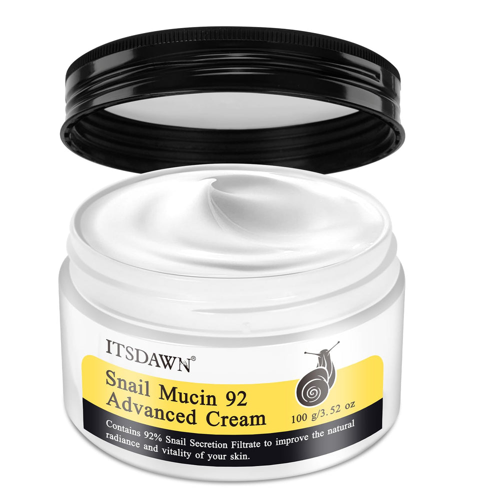 Itsdawn crema reparadora mucina de caracol 92 en botella, hidratación profunda para piel seca.
