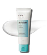 IUNIK Beta-Glucan crema en botella, hidratación duradera para piel seca.