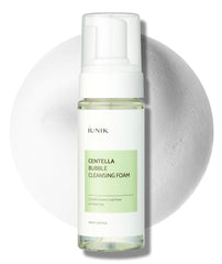 iunik centella: botella de limpiador espumoso para piel suave.