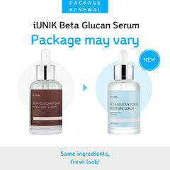 IUNIK Sérum Beta-Glucane goutte, application précise et hydratation continue.
