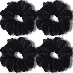 IVARYSS gomitas de pelo XL en terciopelo negro, 6 pulgadas, ideales para cabello grueso.