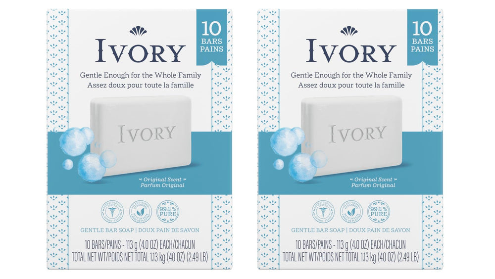 Ivory jabón en barra original de 4 onzas, limpieza suave para piel sensible.