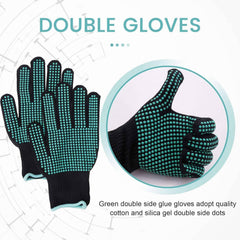 Guantes IYASA con mayor dexteridad y agarre de silicona, ideales para peinado y sublimación.