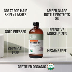 J MAC BOTANICALS aceite de ricino para hidratación de piel suave