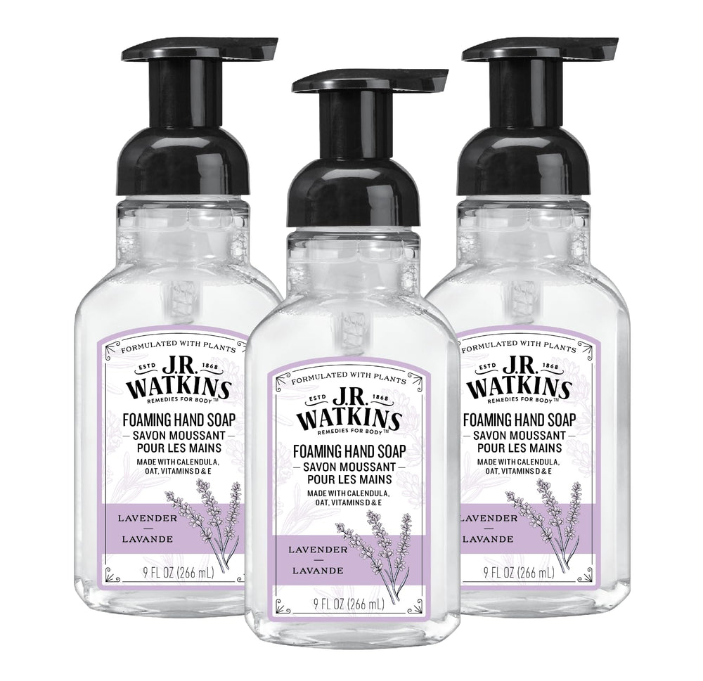 J.R. Watkins dispensador Lavanda, jabón espuma suave para uso diario.