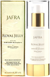 Jafra bálsamo lechoso de jalea real en envase elegante para hidratación diaria.