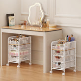 Jakyitvi carrito maquillaje con ruedas, ideal para mover entre tocador y baño.
