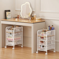 Jakyitvi carrito maquillaje con ruedas, ideal para mover entre tocador y baño.