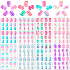 Uñas postizas JANYUN para niñas con estuches, regalo ideal.