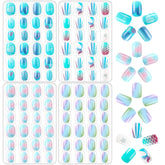 Uñas infantiles JANYUN tema azul, lista para juego y decoraciones.