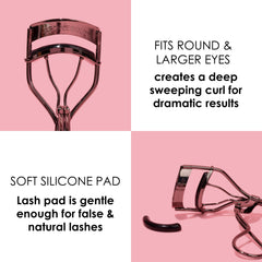 JAPONESQUE Extreme Lash Curler wide curling surface fits larger eyes and lash lines