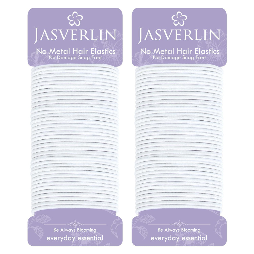 Elásticos Jasverlin 2 mm blancos para cabello fino, sin tirones