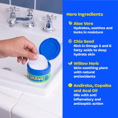 Efecto refrescante JB SKRUB al pasar las toallitas.