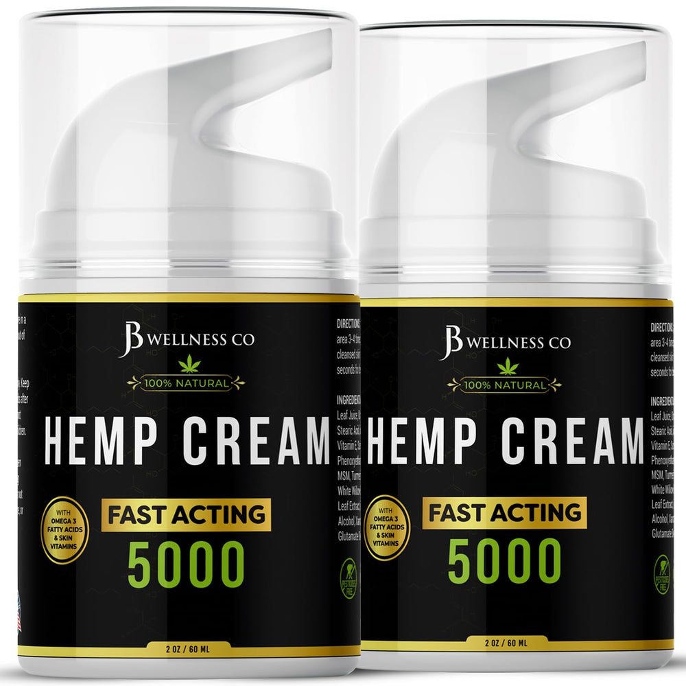 JB Wellness Co: crema de cáñamo, bote visible, alivio suave y no grasa.