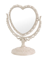 JDPEYI Espejo en forma de corazón para escritorio, vista frontal, ideal para arreglar maquillaje.