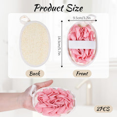Paquete de dos esponjas Jeffdad rosa para ducha diaria.