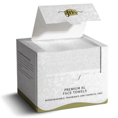 JenMom toallas faciales desechables XL 10x12 para cobertura total y secado suave.