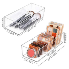 JessLab organizador acrílico: tres compartimentos para sombras, labiales y pinceles.