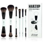 Pinceaux Jessup 6 pièces double-face pour fond de teint lisse.