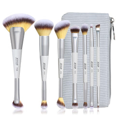 Pinceles Jessup, conjunto de 7 piezas, doble extremo, para rostro y ojos, acabado profesional.