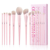 Conjunto Jessup de 14 brochas rosas para un acabado suave y uniforme.