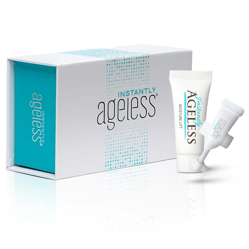 Jeunesse Instantly Ageless – boîte 25 flacons, pratique pour multiples applications quotidiennes.