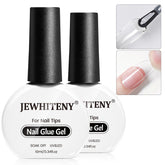 JEWHITENY pegamento uñas 10 ml, botella clara para fijar uñas con precisión.